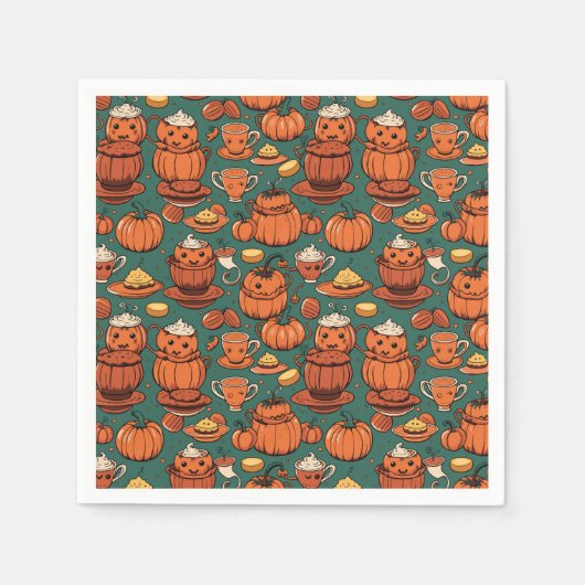 Herfst Spooky Pumpkin Pizzazz Party Servet (Voorkant)