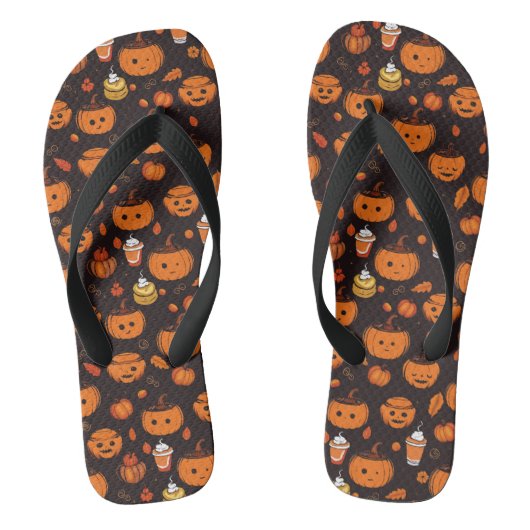 Herfst Spooky Pumpkin Pizzazz Party Teenslippers (Voetbed)