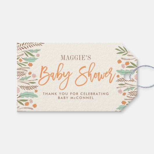Herfst Sprigs Genderneutraal Baby shower Gift Labe Cadeaulabel (Voorkant (Horizontaal))