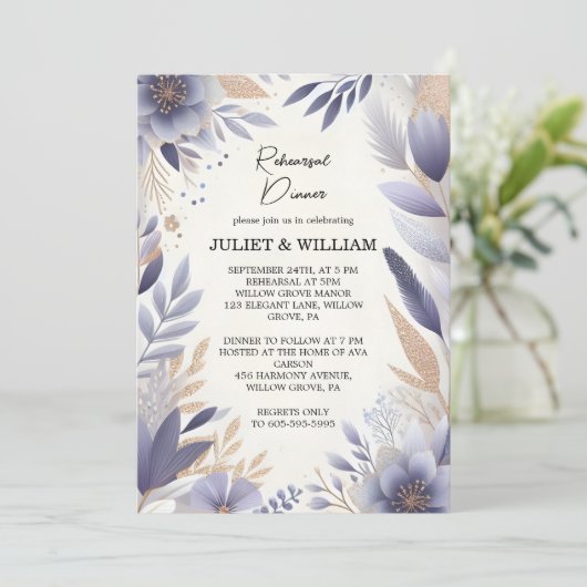 Herfst Spring Plum Lavendel Sage repetitie diner Kaart (Staand voorkant)