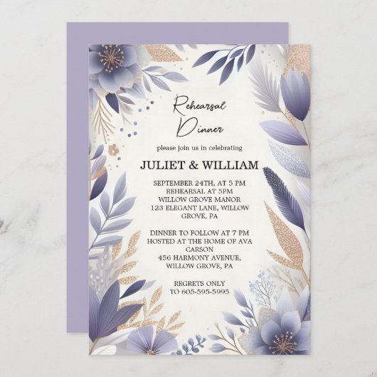 Herfst Spring Plum Lavendel Sage repetitie diner Kaart (Voorkant / Achterkant)