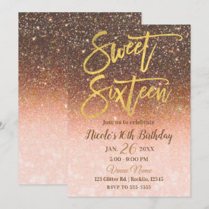 Herfst Sprookje Herfst Glitter Goud Folie Sweet 16 Kaart