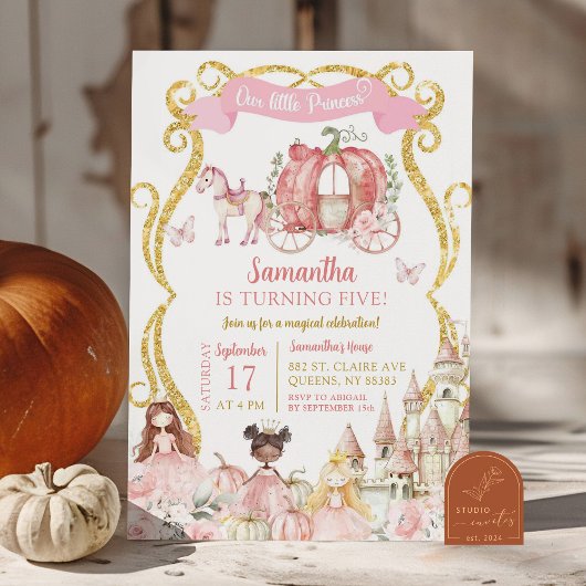 Herfst Sprookjes Prinses Feest Pompoen Koets Kaart