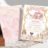 Herfst Sprookjesachtige Prinses Partij Pompoen Car Kaart