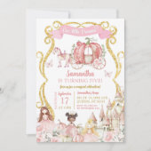 Herfst Sprookjesachtige Prinses Partij Pompoen Car Kaart (Voorkant)