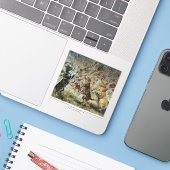 Herfst Staartkwispel Whimsical Goud Retriever Hond Sticker (Laptop met iPhone)