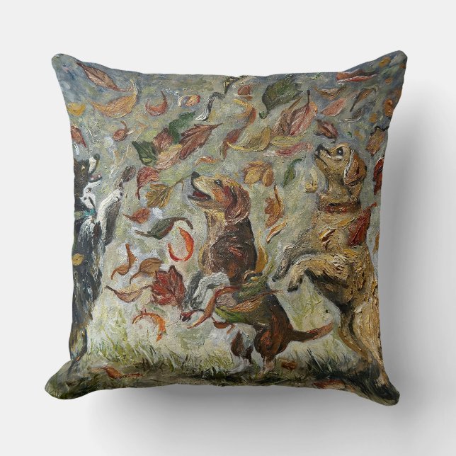Herfst Staartkwispel Whimsical Gouden Retriever Ho Kussen (Voorkant)