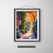Herfst Stad Straat Gloed | Gezellige Herfst Waterv Poster
