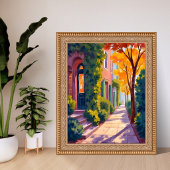 Herfst Stad Straat Gloed | Gezellige Herfst Waterv Poster