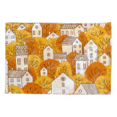 Herfst stadsgezicht, bomen huizen patroon. kussensloop (Achterkant)
