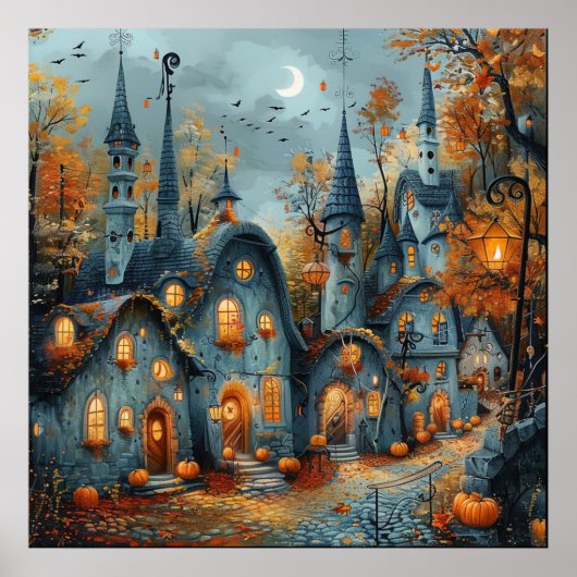 Herfst stadsgezicht poster (Voorkant)