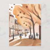 Herfst stadspark | Waterverf herfstblad Briefkaart (Voorkant)