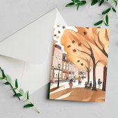 Herfst stadspark | Waterverf herfstblad Briefkaart