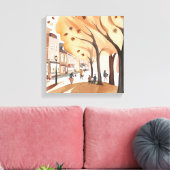 Herfst Stadspark | Waterverf van herfstloof Canvas Afdruk (Insitu (Woonkamer))