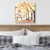 Herfst Stadspark | Waterverf van herfstloof Canvas Afdruk (Insitu (Slaapkamer))