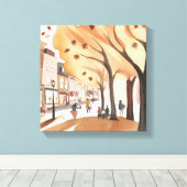Herfst Stadspark | Waterverf van herfstloof Canvas Afdruk (Insitu (Houten vloer))