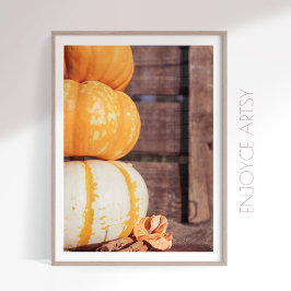 Herfst stapel van oranje pompoenen foto gezellige  poster