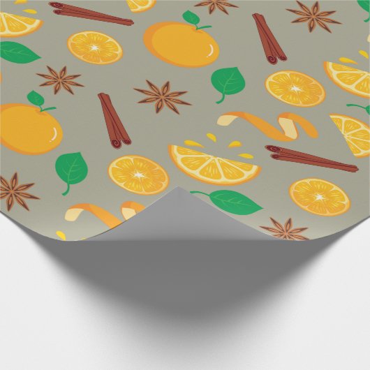 Herfst Star Anise, Sinaasappels Naadloze Thanksgiv Cadeaupapier (Hoek)