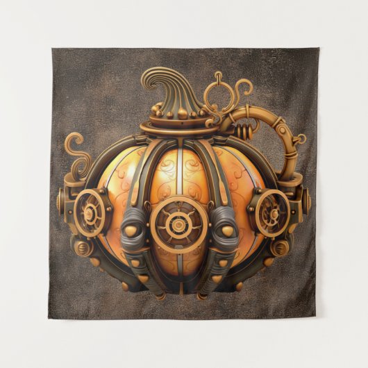 Herfst Steampunk Pompoen Tapestry Wandkleed (Voorkant)