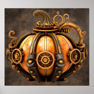 Herfst Steampunk Pumpkin Poster