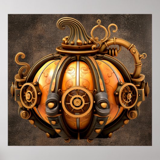 Herfst Steampunk Pumpkin Poster (Voorkant)