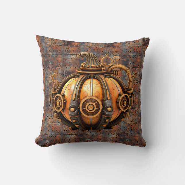Herfst Steampunk Pumpkin Sierkussen (Voorkant)