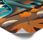 Herfst Stegosaurus met bladeren: Schattigee kunst  Poster (Hoek)