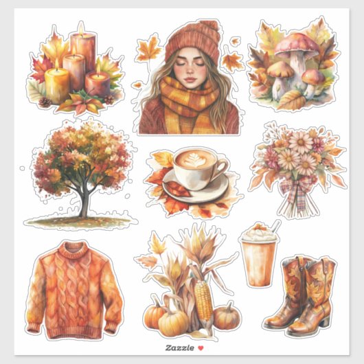 Herfst Stickers Custom-Cut Vinyl Sticker (Vel)