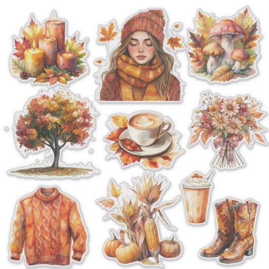 Herfst Stickers Custom-Cut Vinyl Sticker (Voorkant)