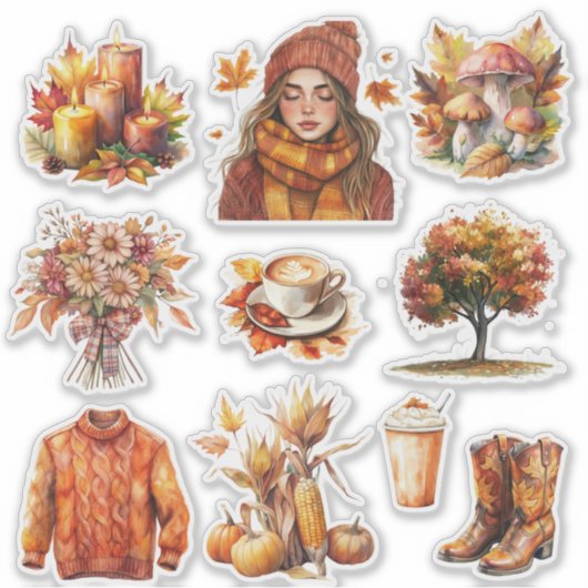 Herfst Stickers Custom-Cut Vinyl Sticker (Voorkant)