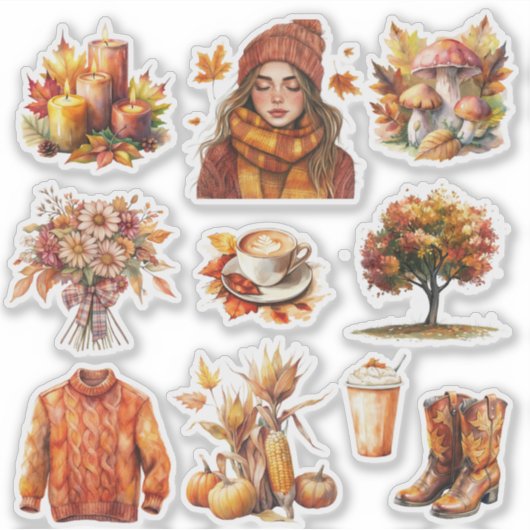 Herfst Stickers Custom-Cut Vinyl Sticker (Voorkant)