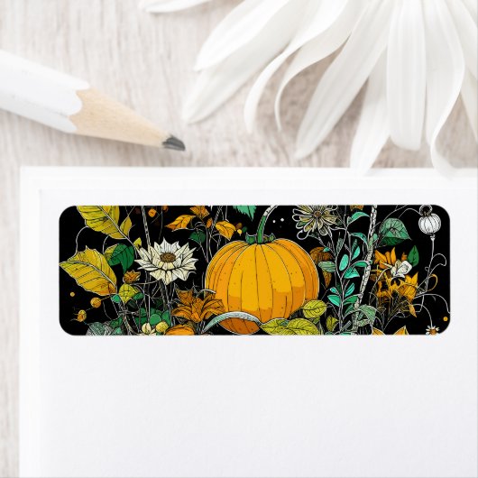 Herfst stilleven met pompoen etiket (Insitu)