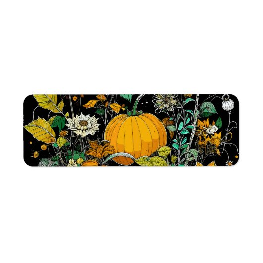 Herfst stilleven met pompoen etiket (Voorkant)