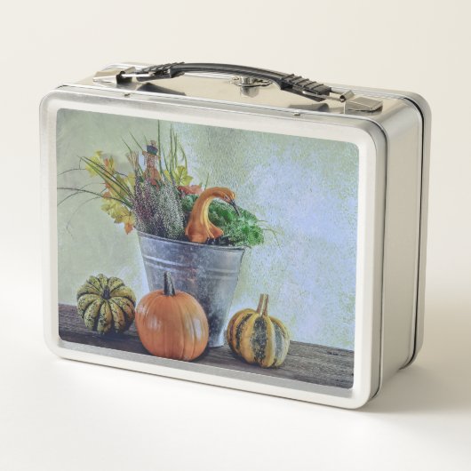 Herfst stilleven met pompoenen, bloemen (Achterkant)