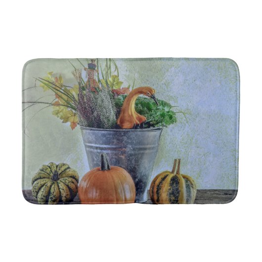 Herfst stilleven met pompoenen, bloemen badmat (Voorkant)