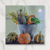 Herfst stilleven met pompoenen, bloemen bedankjes labels (Achterkant)