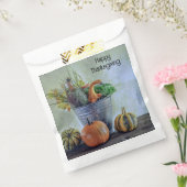 Herfst stilleven met pompoenen, bloemen bedankzakje (Gezegeld)