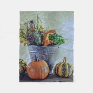 Herfst stilleven met pompoenen, bloemen fleece deken