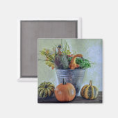 Herfst stilleven met pompoenen, bloemen magneet (Voorkant / Achterkant)