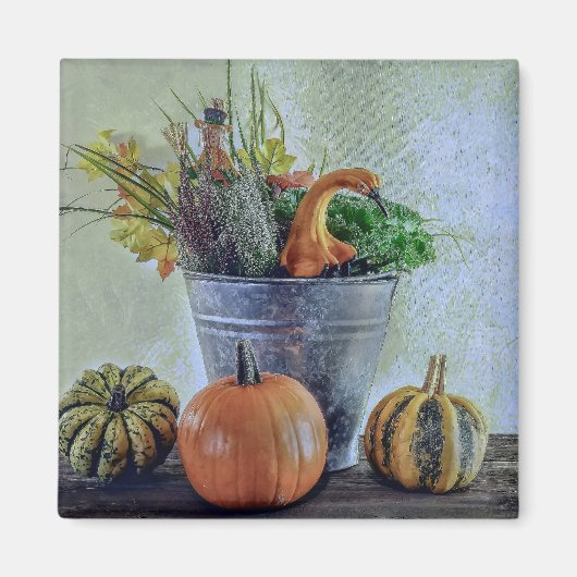 Herfst stilleven met pompoenen, bloemen magneet (Voorkant)