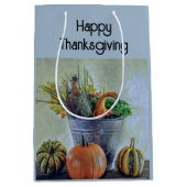 Herfst stilleven met pompoenen, bloemen medium cadeauzakje (Voorkant)