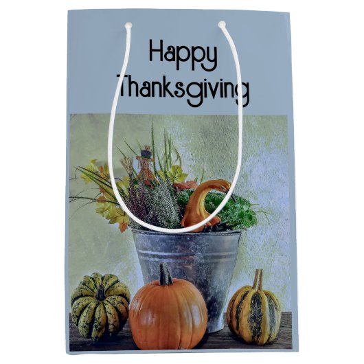 Herfst stilleven met pompoenen, bloemen medium cadeauzakje (Voorkant)