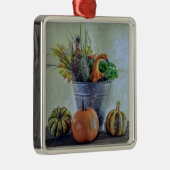 Herfst stilleven met pompoenen, bloemen metalen ornament (Rechts)