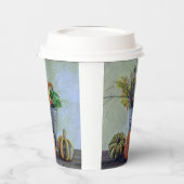 Herfst stilleven met pompoenen, bloemen papieren bekers (Links)