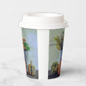 Herfst stilleven met pompoenen, bloemen papieren bekers (Rechts)