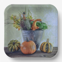 Herfst stilleven met pompoenen, bloemen