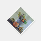 Herfst stilleven met pompoenen, bloemen servet (Hoek)