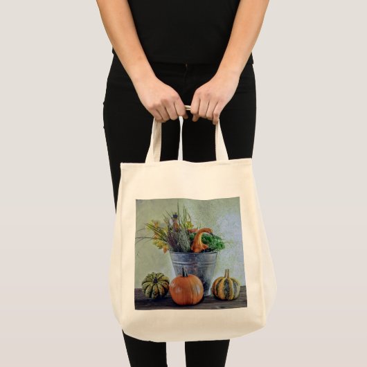 Herfst stilleven met pompoenen, bloemen tote bag (Voorkant (product))