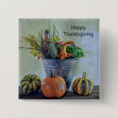 Herfst stilleven met pompoenen, bloemen vierkante button 5,1 cm (Voorkant)