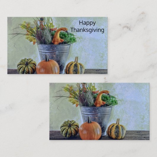 Herfst stilleven met pompoenen, bloemen visitekaartje (Voorkant / Achterkant)